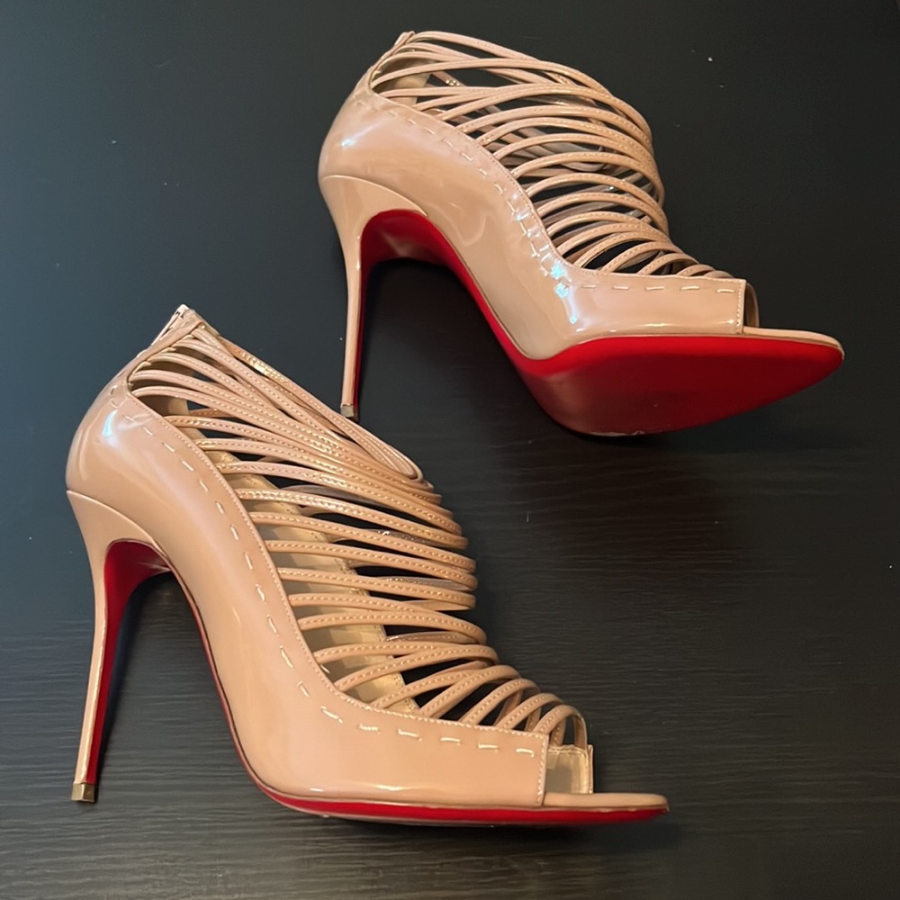 Christian Louboutin Gortika Patent Strappy Open Toe